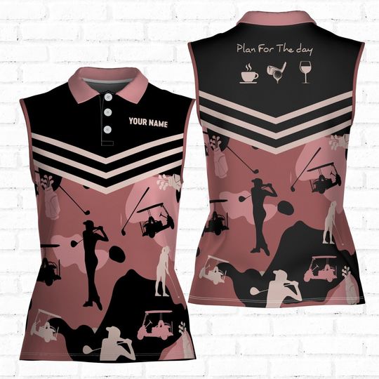 Discover Customize Name Plan For The Day Pink 3D Women Sleeveless Polo