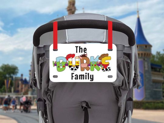 Discover Personalized Stroller Plate, Stroller Sign, Amusement Park Tag