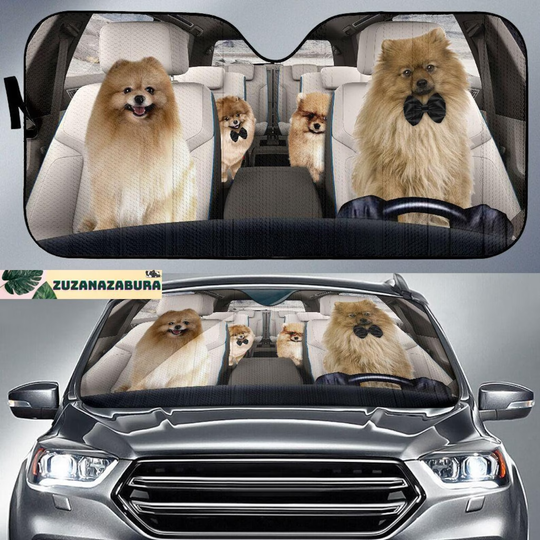 Discover Pomeranian Family Funny Car Sun Shade