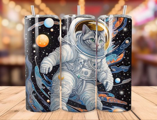Discover Cat Astronaut 20 oz Tumbler with Lid and Straw
