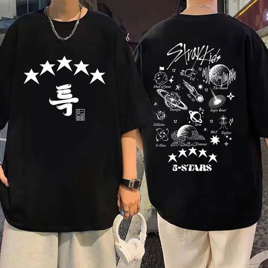 Discover Kpop Stray Kids 5 Star T Shirts Music Album Print T-shirt