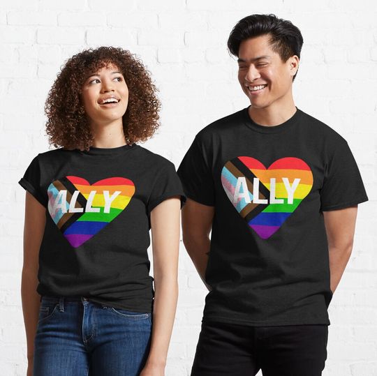 Discover Progress Pride Flag Heart ALLY Classic T-Shirt