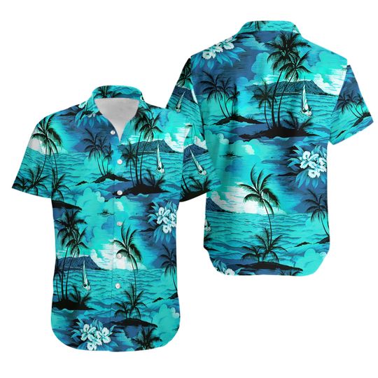 Discover Beach Swim Hawaiian Camp Shirt
