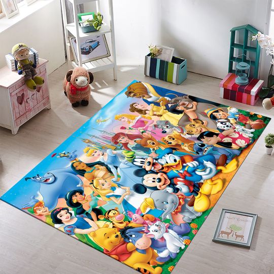 Discover Cartoon Characters Rug, Mix Characters Rug,Popular Cartoon Rug,Kids Room Rug,Nursery Decor
