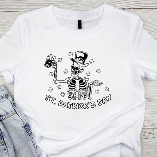 Discover St Patrick's Day Skeleton T-Shirt, Happy St Patrick's Day Shirt