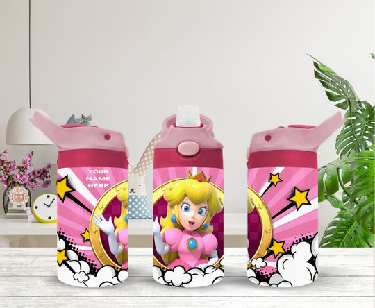 Discover Personalized Princess Peach Inspired 12oz Kids Water Bottle
