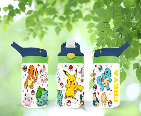 Discover Personalized PKM Inspired 12oz Kids Flip Top Water Bottle