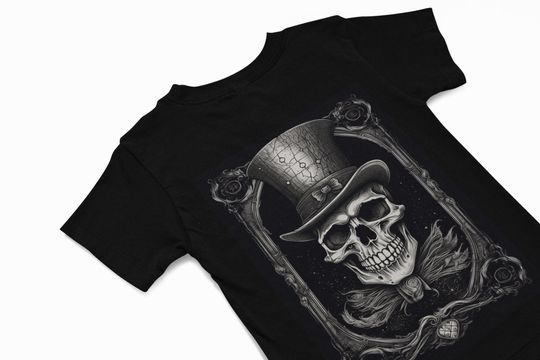 Discover Skull with Top Hat and Bow Tie T-Shirt Gothic Skull T-Shirt