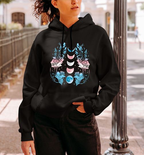 Discover Trans Pride Hoodie - Subtle Transgender Moon Phases LGBT