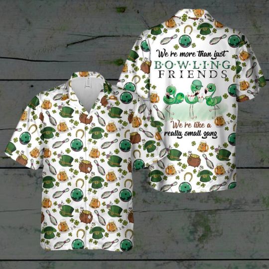 Discover Saint Patrick's Day Flamingo Bowling Hawaiian Shirt, Hawaiian Shirt
