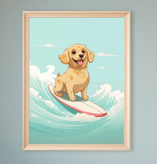Discover Cute golden retriever poster for nursery or children's room