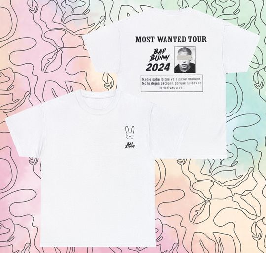 Discover Bad Bunny Most Wanted Tour 2024 Shirt - Fan Inspired Bad Bunny Tour