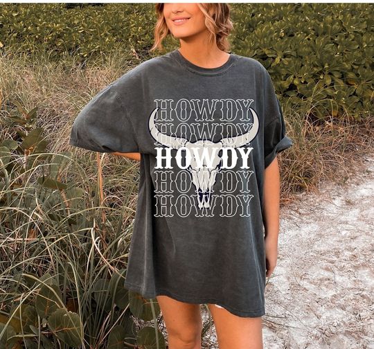 Discover Howdy T-Shirt Western Graphic Print Tee Oversized Country Concert T-shirt Dress
