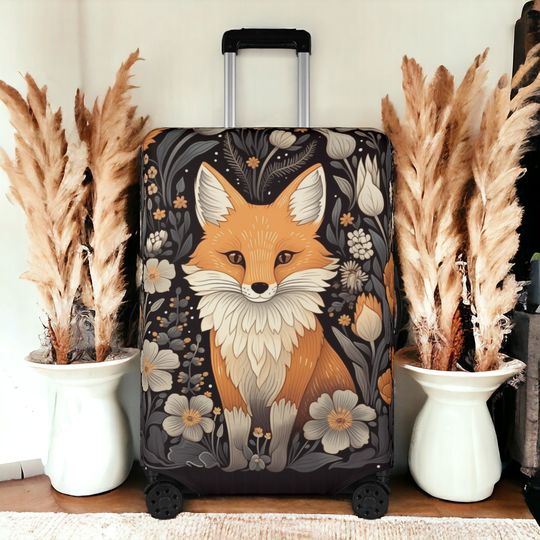 Discover Kawaii Forest Fox Wildflowers Luggage Cover