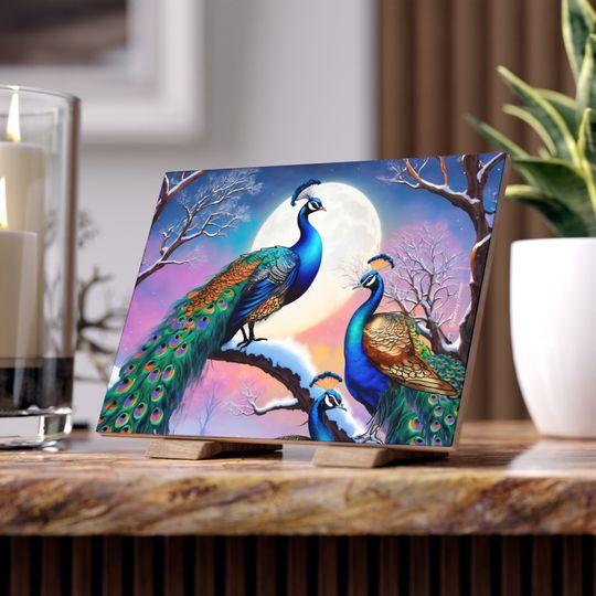 Discover Peacocks Ceramic Photos Tile, Home Decor
