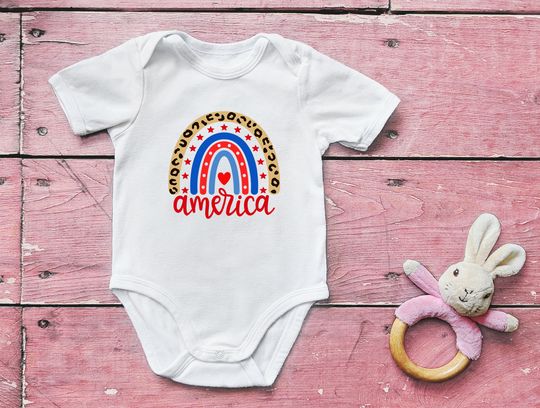Discover Rainbow America Baby Onesie -4th of July Shirt