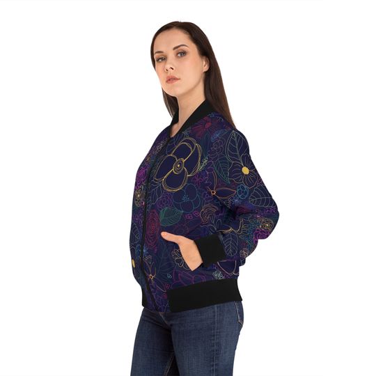 Discover Women's Bomber Jacket with Flowers