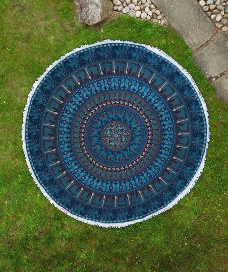 Discover Mandala roundie beachtowel round elephant Round Blanket