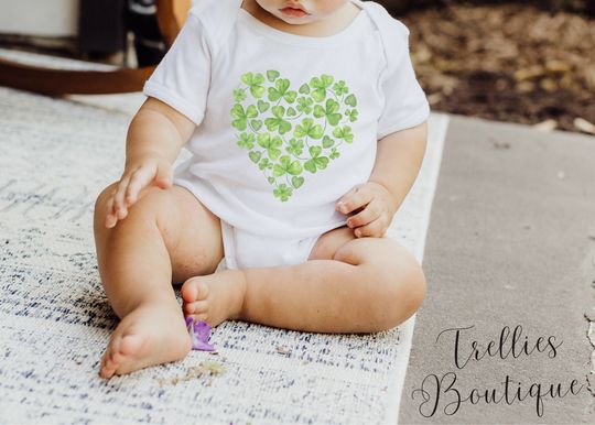 Discover Shamrock Heart Onesie, St Patricks Day