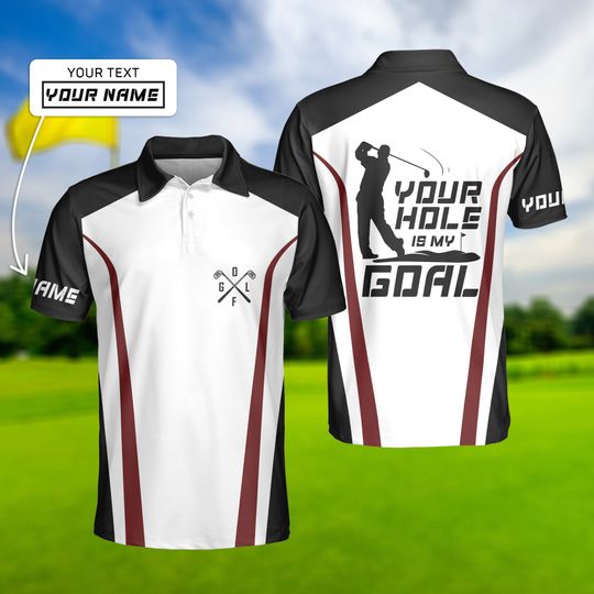 Discover Custom Golf Men Polo Shirts,  Your Hole is My Goal Golf Shirts