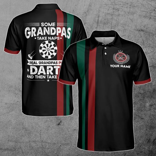 Discover Funny Real Grandpas Play Darts Shirt, Darts Lover Gift 3D Polo Shirt