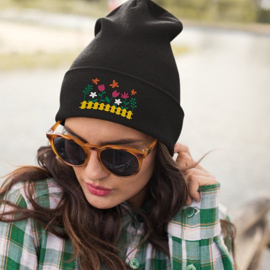 Discover Flower Beanies | Rose | Butterfly | Embroidered Cap | Knitted Hat