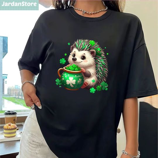 Discover Adorable Hedgehog With Cute Pot of Gold Clover St. Patrick's Day T-Shirt