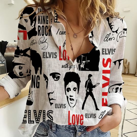 Discover The King Of Rock Elvis Presley Women Casual Shirt, Music Women Blouses