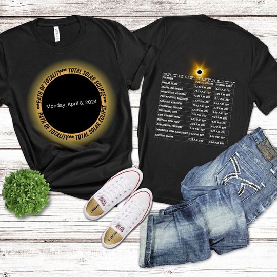Discover Total Solar Eclipse 2024 United States Path Eclipse Double Sided T-Shirt