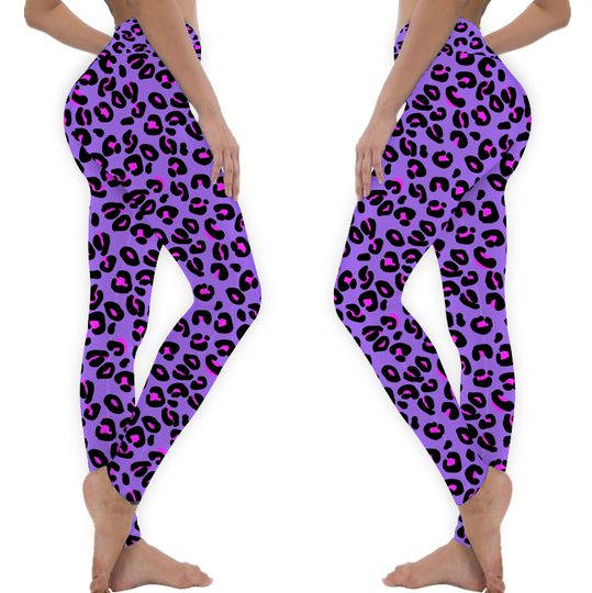 Discover Bright Purple Leopard Spots Animal Print Pattern Leggings