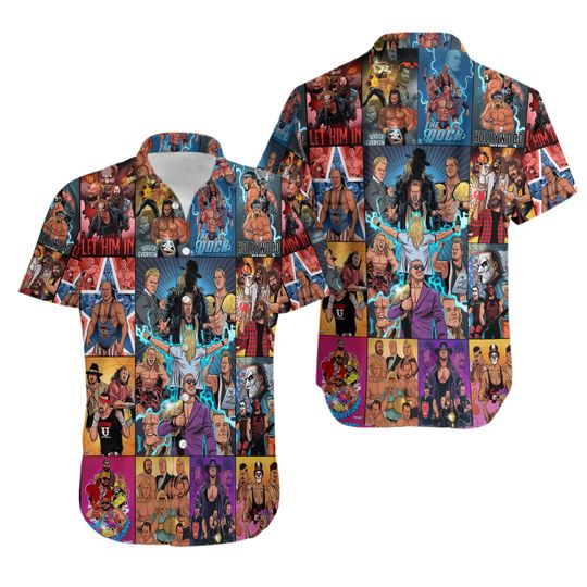 Discover Wrestling Character Collage Art Hawaiian Shirt