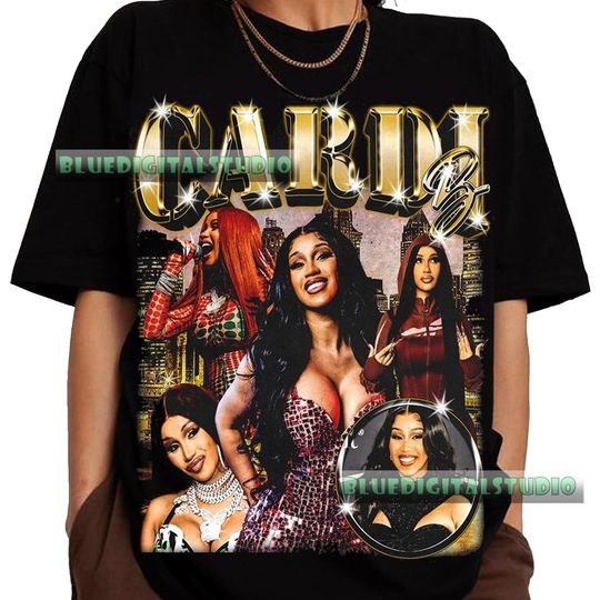 Discover Cardi B Vintage T-Shirt,Rapper Homage Graphic Unisex T-Shirt
