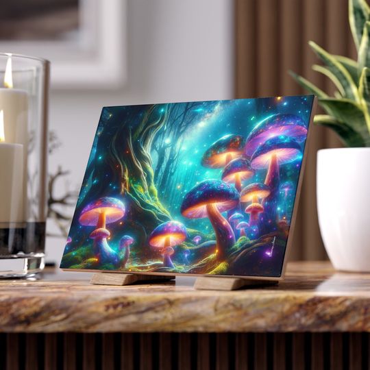 Discover Mystic Mushrooms Ceramic Photos Tile, Home Decor