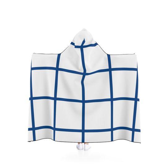 Discover Blue & White Window Pane - Hooded Blanket