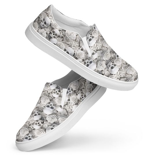 Discover Skulls and Flowers Casual Slip On Shoes