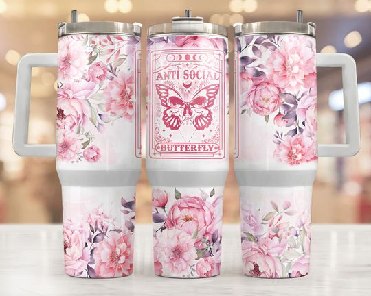Discover Wild flowers 40oz Quencher tumbler  with Handle Floral