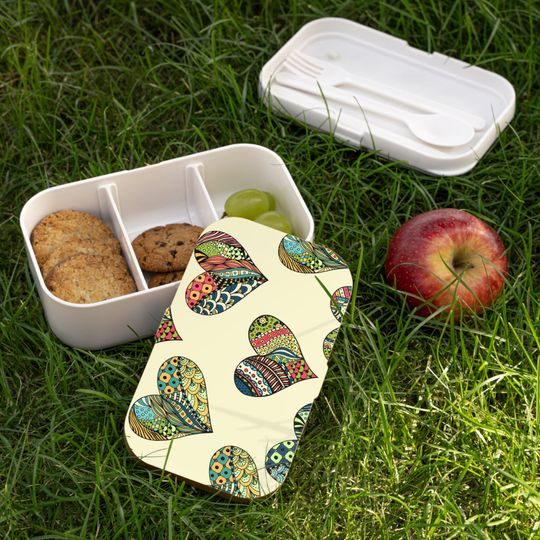 Discover Paisley Heart Bento Box, Bento Lunch Box, Reusable Food Container, Compartment Lunchbox