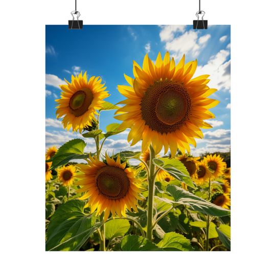 Discover Realistic Sunflower Floral Abstract Premium Matte Vertical Posters