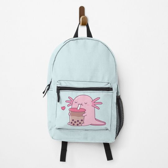 Discover Chubby Axolotl Enjoys Bubble Tea Backpack