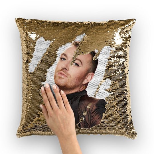 Discover Sam Smith Sequin Cushion Cover Celebrity music Gift Idea for him / for her pillow unholy super star