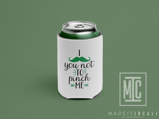 Discover Saint Patricks Can Cooler, Green Mustache Can Cooler