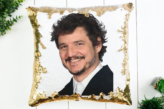 Discover Pedro Pascal Sequin Pillow | Home Decor
