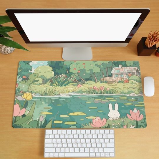 Discover Cartoon Animal Desk Mat Kawaii Green Desk Mat