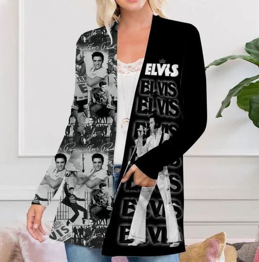 Discover Elvis Presley 3D All Over Printed Womens Patch Pocket Cardigan, King of Rock n Roll