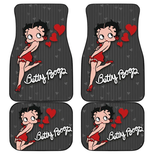 Discover Betty Boop Hearts Cartoon Car Floor Mat Front with Back