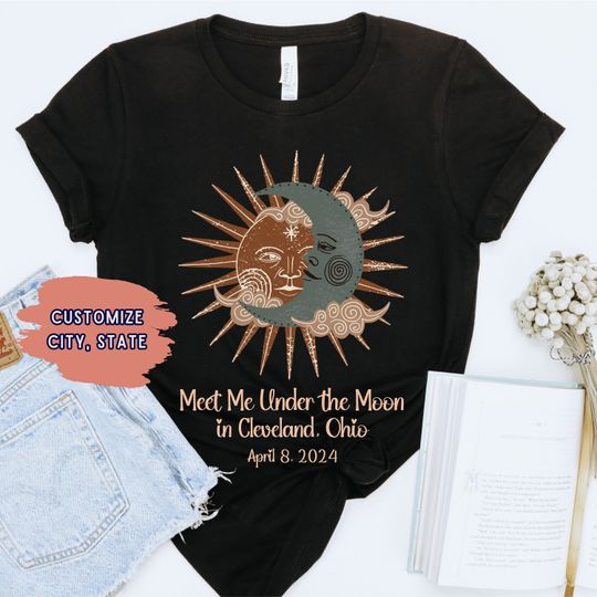 Discover CustomTotal Solar Eclipse T-Shirt April 8th 2024, Choose your City and State