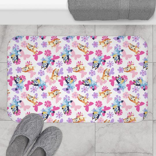 Discover Heeler Sisters Bath Mat, BlueyDad & Bingo Bathroom