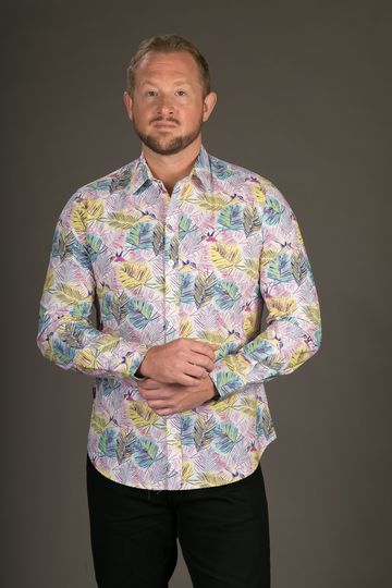 Discover Pink Yellow Floral 3D Men's Long Sleeve Shirts