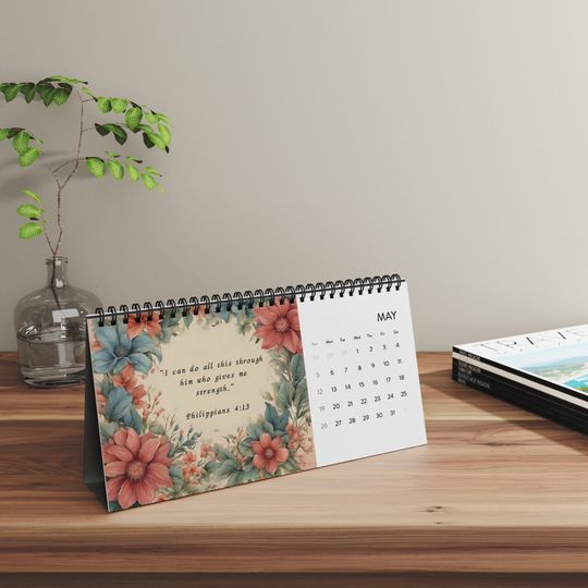 Discover Christian Desk Calendar 2024, Office Monthly Flip Calendar, Floral Scripture Desk Calendar, Coworker Friend Gift, Scripture Calendar