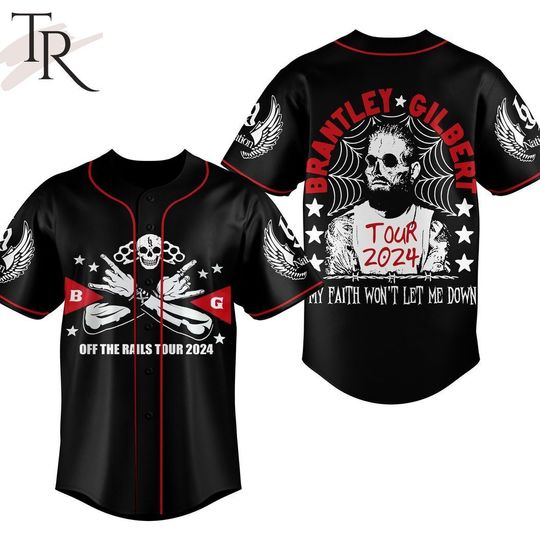 Discover Brantley Gilbert Off The Rails Tour 2024 Baseball Jersey